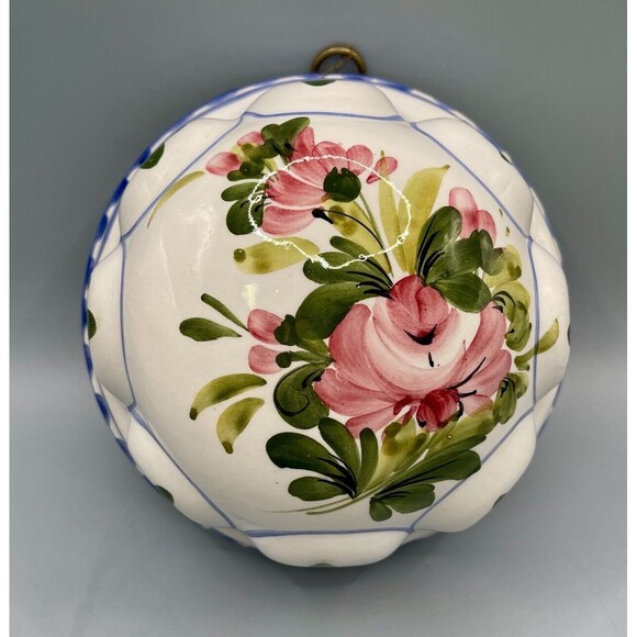 ABC Bassano Ceramic Hand Painted Floral Dessert Mold 1960s Vintage Decor Italy - Picture 2 of 8